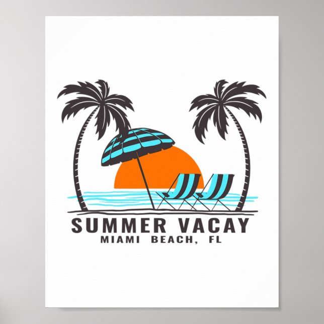 Póster Vacaciones de verano Miami Beach Florida EE. UU. V (Frente)