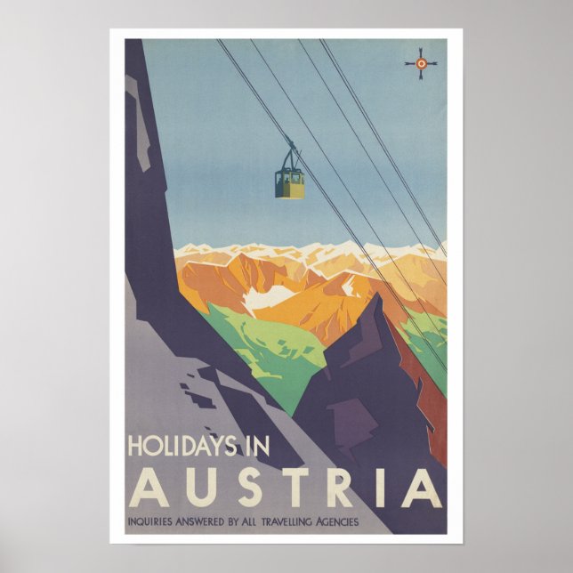 Póster Vacaciones de Viaje de la Viña en Austria (Frente)