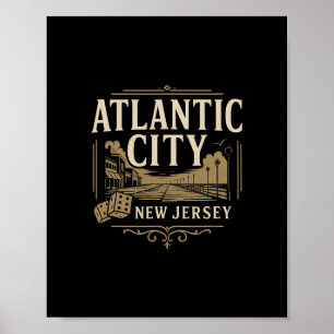Póster Vacaciones en Atlantic City Nueva Jersey Casino Ju