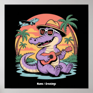 Póster Vacaciones en Florida Lindo Verano Genial Cocodril
