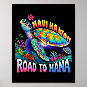 Póster Vacaciones en grupo de tortugas hawaianas Maui Haw