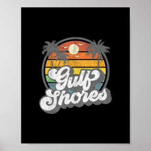 Póster Vacaciones en Gulf Shores Alama Palma Retro Playa