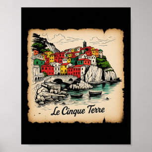 Póster Vacaciones en Italia Cinque Terre Riomaggiore Mar 