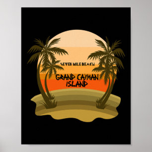 Póster Vacaciones en la Isla Gran Caimán Seven Mile Beach
