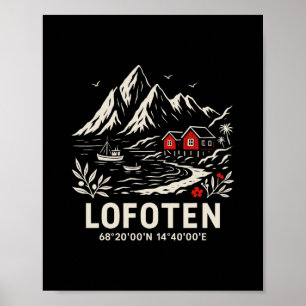 Póster Vacaciones en la playa de la isla Lofoten Noruega