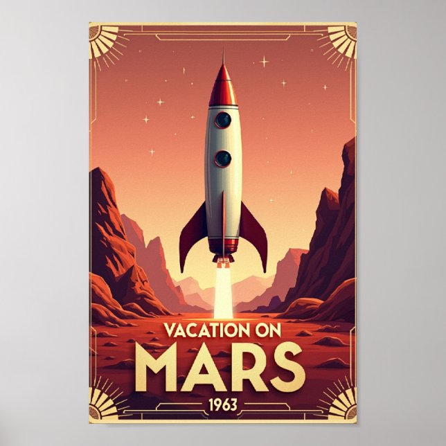 Póster Vacaciones en Marte: Viaje Retro Espacial 1963 (Frente)