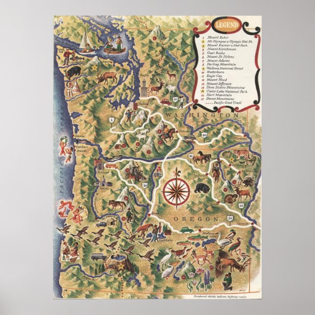 Póster Vacaciones en Oregón en 1952 (Frente)