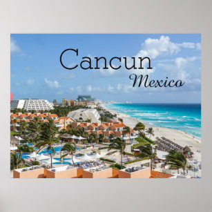 Póster Vacaciones en Playa Tropical Cancún México