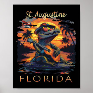 Póster Vacaciones en San Agustín Florida Caimán Lindo