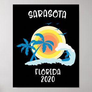 Póster Vacaciones en Sarasota Florida Playa de Surf Famil