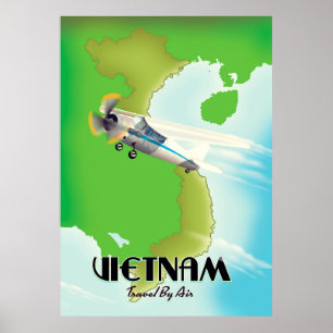 Póster Vacaciones en Vietnam por avión impresión.