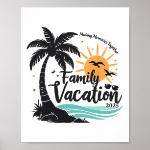 Póster Vacaciones Familiares 2025 Playa Familia Verano