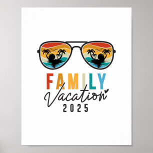 Póster Vacaciones Familiares 2025 Playa Verano Hombres Mu