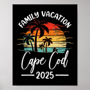 Póster Vacaciones Familiares 2025 Vintage Machusetts Cabo