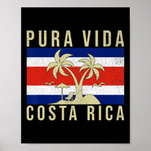 Póster Vacaciones familiares antiguas Bandera de Costa Ri
