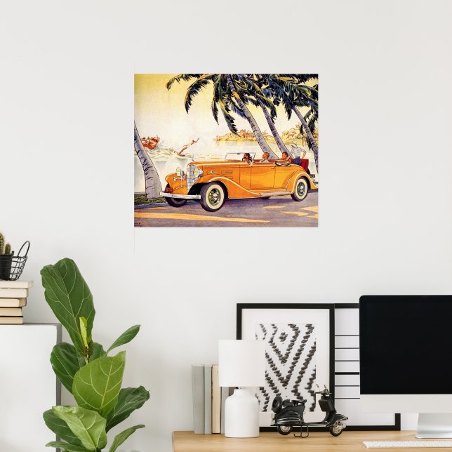 Póster Vacaciones familiares antiguas en un coche convert (Oficina en casa)