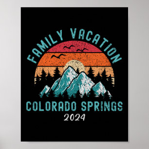 Póster Vacaciones familiares de esquí en montaña Colorado