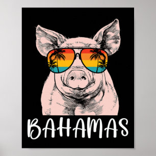Póster Vacaciones familiares de recuerdo de retro Bahamas