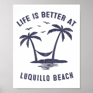 Póster Vacaciones Familiares en Puerto Rico Vintage Playa