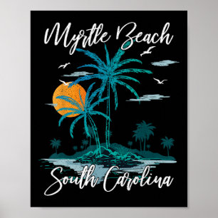 Póster Vacaciones familiares puesta de sol retro Carolina