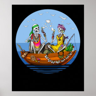 Póster Vacaciones Hippie Skeleton