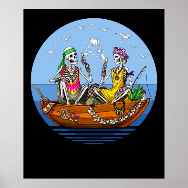 Póster Vacaciones Hippie Skeleton (Frente)