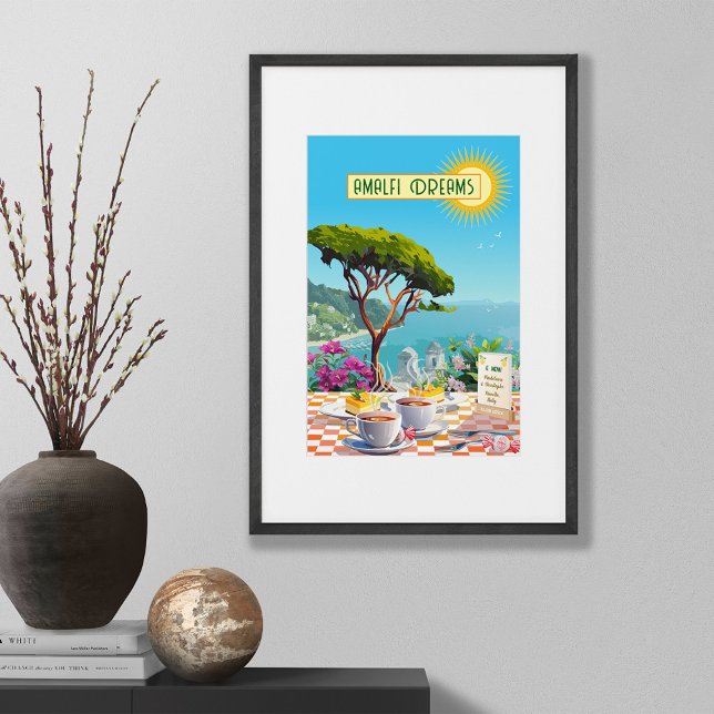 Póster Vacaciones ilustradas editables de la costa amalfi (Subido por el creador)