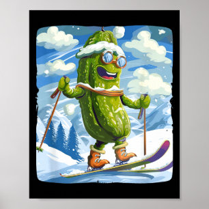 Póster vacaciones nevadas con esquí de fondo para