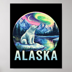 Póster Vacaciones para ver la aurora boreal en Alaska