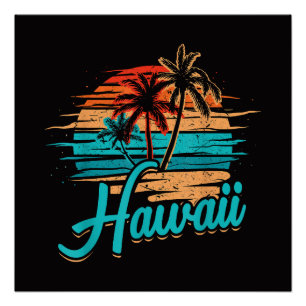 Póster Vacaciones Tropicales en las Islas Hawaianas