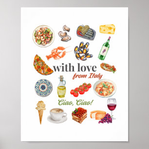 Póster Vacaciones Turísticas Italia Comida Italiana Maris