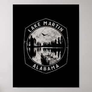 Póster Vacaciones Vintage Lake Martin Alama Outdoors