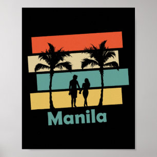 Póster Vacaciones Vintage Retro Manila Filipinas