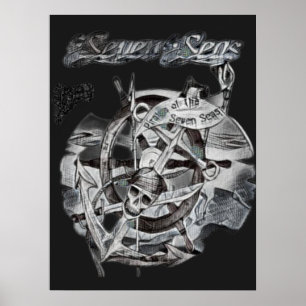 Póster Vacaciones Vintage Seven Seas Caribe