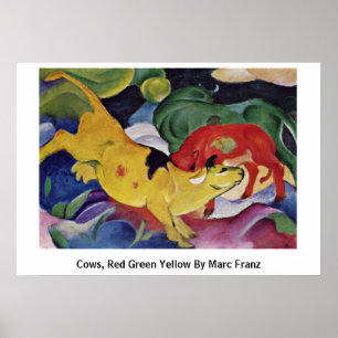 Póster Vacas, amarillo verde rojo de Marc Francisco