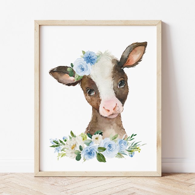 Póster Vacas, animales de granja, granjas, flores azules, (Subido por el creador)