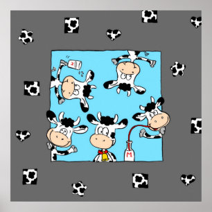 Póster Vacas bebiendo leche
