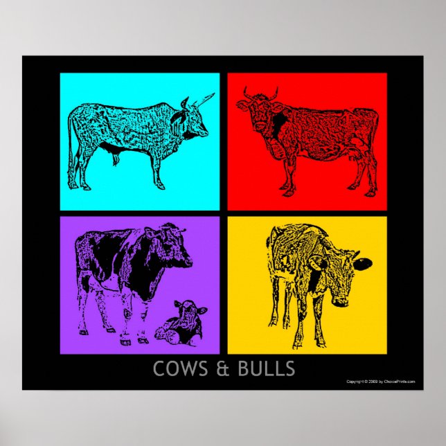 Póster Vacas coloridas (Frente)