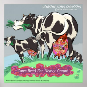 Póster Vacas criadas para crema espesa cartel divertido