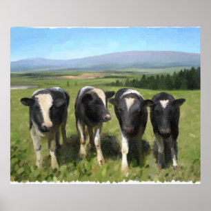 Póster Vacas curiosas
