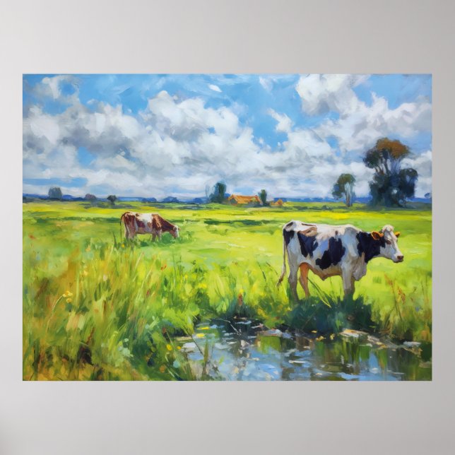 Póster Vacas pastando junto al río Havel (Frente)