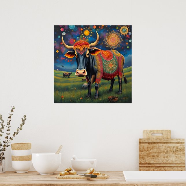 Póster Vacas sagradas disfrazadas de Diwali (Cocina)