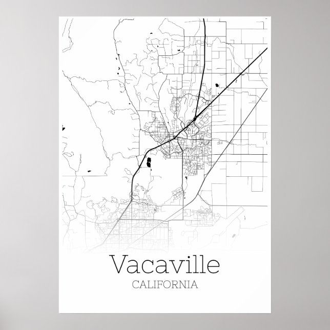 Póster Vacaville Map - California - City Map Poster (Frente)
