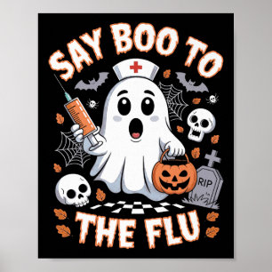Póster Vacuna De Halloween De Fantasma Retro Para Enferme
