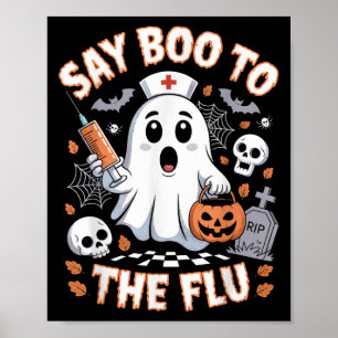 Póster Vacuna De Halloween De Fantasma Retro Para Enferme