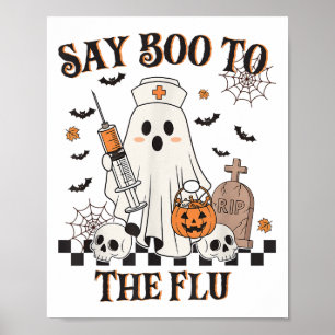 Póster Vacuna De Halloween De Fantasma Retro Para Enferme