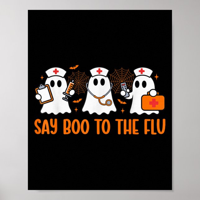 Póster Vacuna Graciosa De Enfermera Fantasma Halloween Le (Frente)