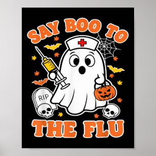 Póster Vacuna Graciosa Para La Enfermera Flu Hallo