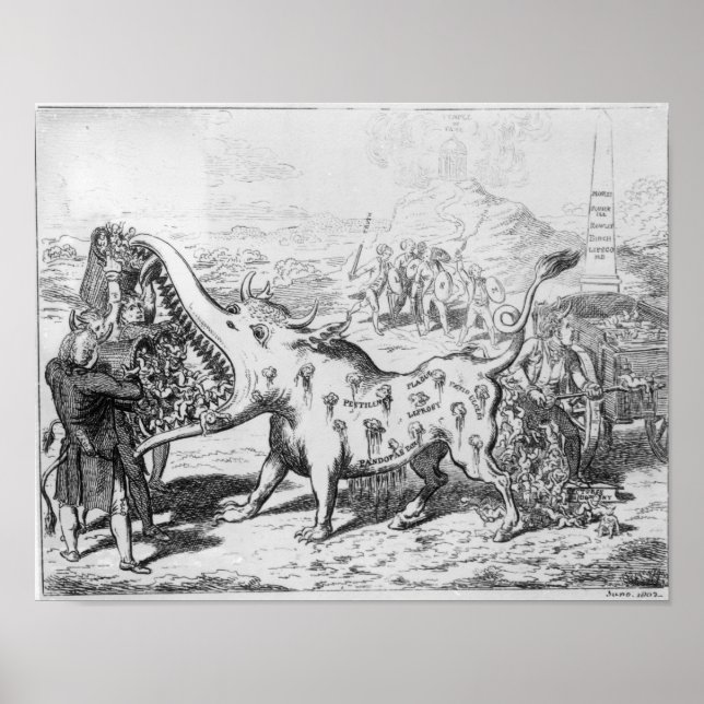 Póster Vacunación, publicada por J.L.Stuart, 1802 (Frente)