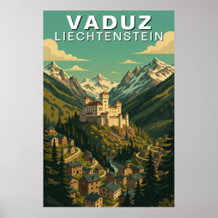Póster Vaduz, Liechtenstein Colinas Alpinas Viaje